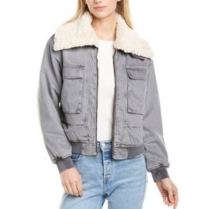 Young Fabulous & Broke Women's Gray Earhart Bomber Sherpa Jacket Size Medium
